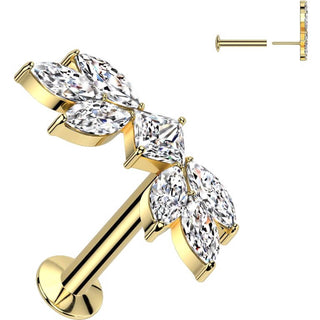 Labret cyrkonia szlif markizowy push-in
