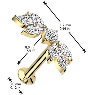 Labret cyrkonia szlif markizowy push-in