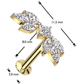 Labret cyrkonia szlif markizowy push-in