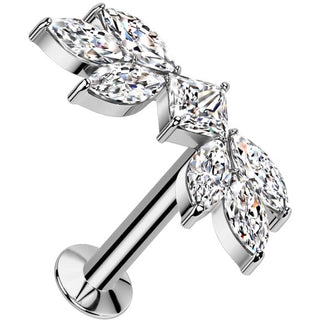 Labret cyrkonia szlif markizowy push-in