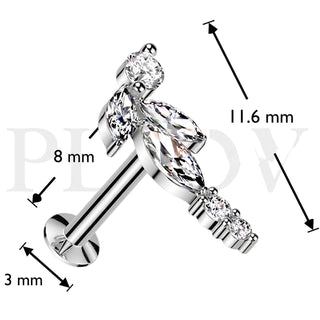 Labret winorośl cyrkonia push-in