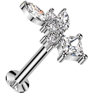 Labret cyrkonie szlif markizowy diamentowy okrągła push-in