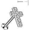 Labret krzyż cyrkonia push-in