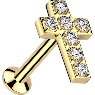 Labret krzyż cyrkonia push-in