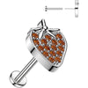 Labret truskawka pave z cyrkoniami push-in