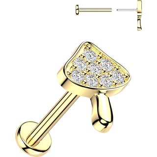 Labret grzybek pave z cyrkoniami push-in