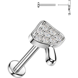 Labret grzybek pave z cyrkoniami push-in