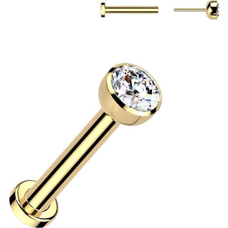 Tytan labret okrągła cyrkonia push-in