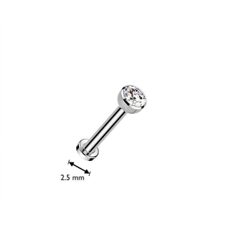 Tytan labret okrągła cyrkonia push-in