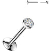 Tytan labret kulka z cyrkonią w ramce push-in