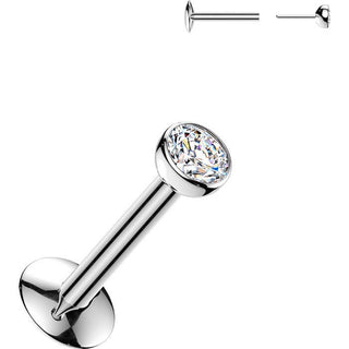 Tytan labret kulka z cyrkonią w ramce push-in