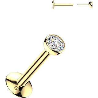 Tytan labret kulka z cyrkonią w ramce push-in