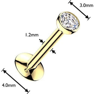 Tytan labret kulka z cyrkonią w ramce push-in
