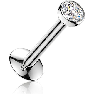 Tytan labret kulka z cyrkonią w ramce push-in
