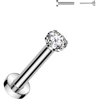 Tytan labret cyrkonia srebrny push-in