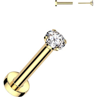 Tytan labret cyrkonia srebrny push-in