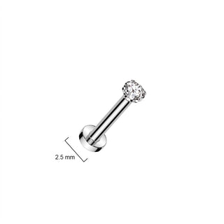 Tytan labret cyrkonia srebrny push-in