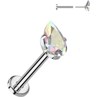 Tytan labret łezka cyrkonia push-in