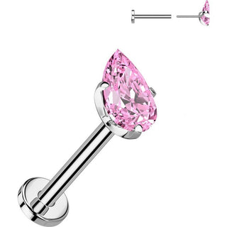 Tytan labret łezka cyrkonia push-in
