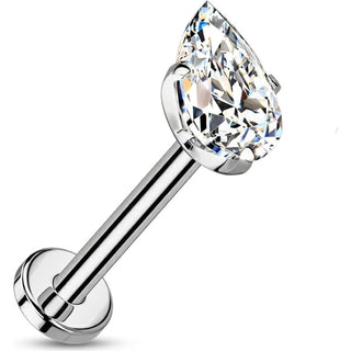 Tytan labret łezka cyrkonia push-in