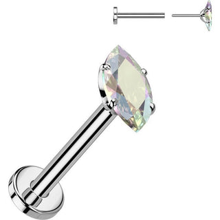 Tytan labret cyrkonia szlif markizowy push-in