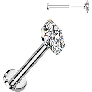 Tytan labret cyrkonia szlif markizowy push-in