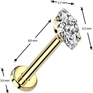 Tytan labret cyrkonia szlif markizowy push-in