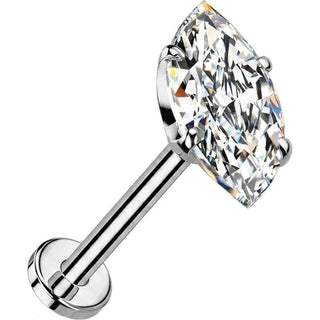 Tytan labret cyrkonia szlif markizowy push-in