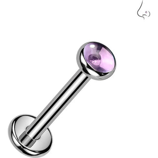 Tytan labret kamień naturalny w oprawie pełnej push-in