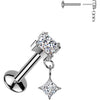 Tytan labret cyrkonie w kształcie diamentu zawieszka push-in