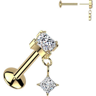 Tytan labret cyrkonie w kształcie diamentu zawieszka push-in
