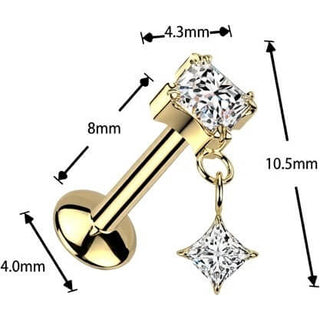 Tytan labret cyrkonie w kształcie diamentu zawieszka push-in