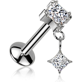 Tytan labret cyrkonie w kształcie diamentu zawieszka push-in