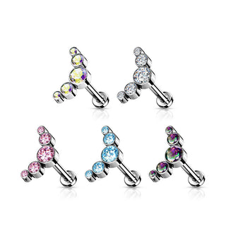 Tytan labret 5 cyrkonii srebrny push-in