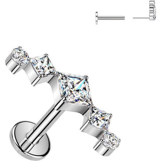 Tytan labret wachlarz z cyrkoniaowych cyrkonii push-in