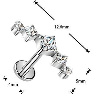 Tytan labret wachlarz z cyrkoniaowych cyrkonii push-in