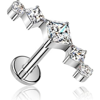 Tytan labret wachlarz z cyrkoniaowych cyrkonii push-in