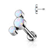 Tytan labret 3 opale srebrny push-in
