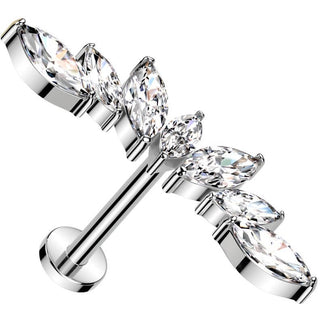Tytan labret 7 cyrkonii szlif markizowy push-in