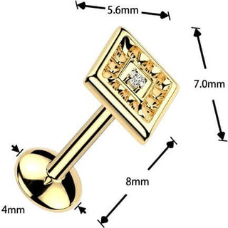 Tytan labret cyrkonia w kształcie diamentu push-in