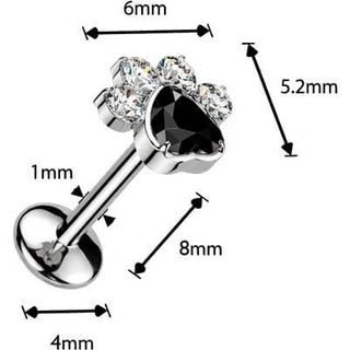 Tytan labret psia łapka cyrkonia push-in