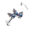 Tytan labret 3 cyrkonie srebrny push-in
