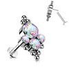 Tytan labret 4 cyrkonie srebrny push-in