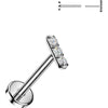 Tytan labret sztanga z 3 cyrkoniami push-in