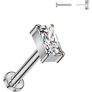 Tytan labret prostokąt cyrkonia push-in