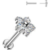 Tytan labret kwiatek z 5 cyrkonii push-in