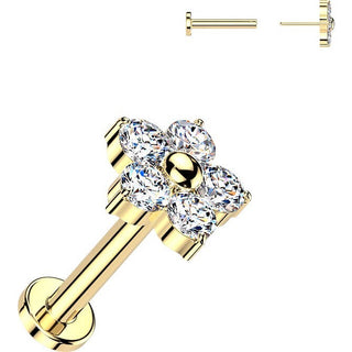 Tytan labret kwiatek z 5 cyrkonii push-in
