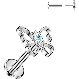Tytan labret motyl cyrkonia markiza push-in