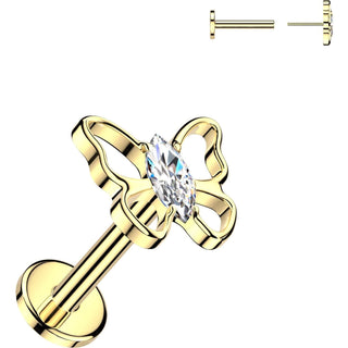 Tytan labret motyl cyrkonia markiza push-in