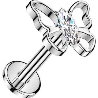 Tytan labret motyl cyrkonia markiza push-in
